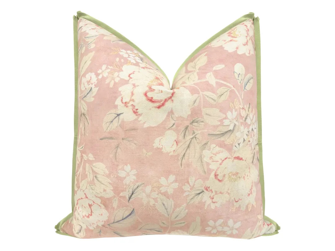 House of Harris Peony // Blush With Butterfly Flange | Designer Fabric | Floral Print | Throw Pil... | Etsy (Global)