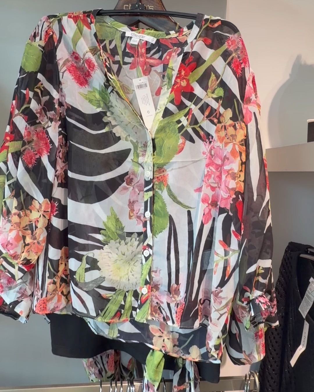Made from lightweight, breezy Georgette animal tropical print fabric, featuring a band collar, button front closure with a split neck, and elastic cuffs. Shirred edges elevate this beautiful blouse showcasing a must-look vacation-perfected print.
I am 5’7” 130 lbs and I wear a size 0 in Chico’s unique sizing

#LTKOver40 #LTKSaleAlert #LTKgrwm