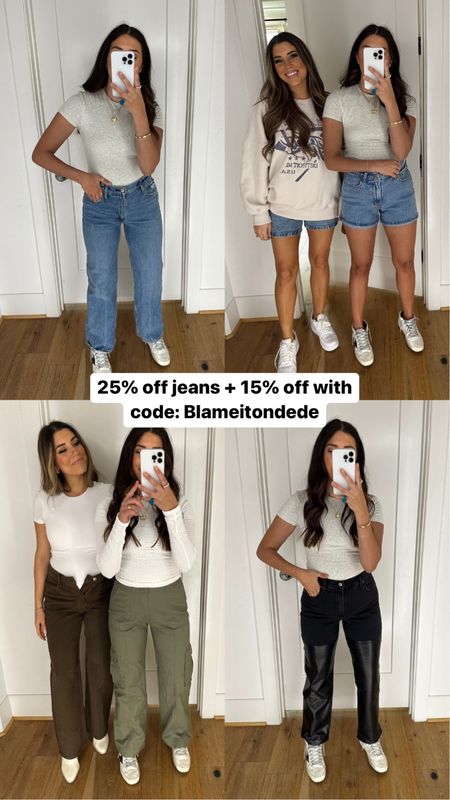 I’m in size 27 here & Katy’s in size 28 excepts the brown pants! 

My code ends today so snag some denim that’s 25% off + 15% off with code: BLAMEITONDEDE! 

#dressupbuttercup 

Dressupbuttercup.com

#LTKsalealert #LTKstyletip #LTKSeasonal