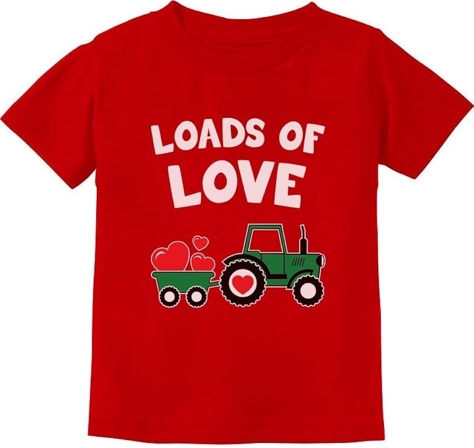 Boys Valentines Day Shirt Tractor Loads of Love Toddler Infant Kids T-Shirts | Amazon (US)