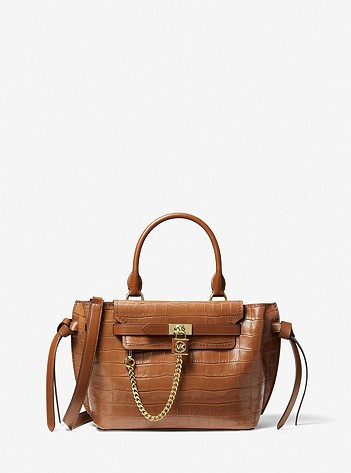 Hamilton Legacy Small Crocodile Embossed Leather Belted Satchel | Michael Kors US