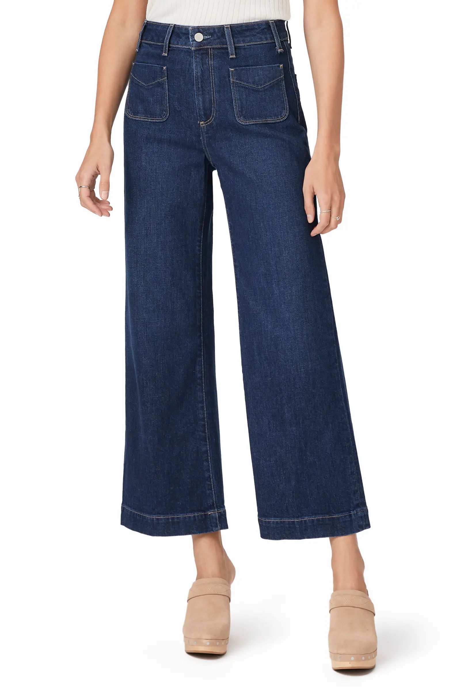 Anessa Patch Pocket High Waist Ankle Wide Leg Jeans | Nordstrom