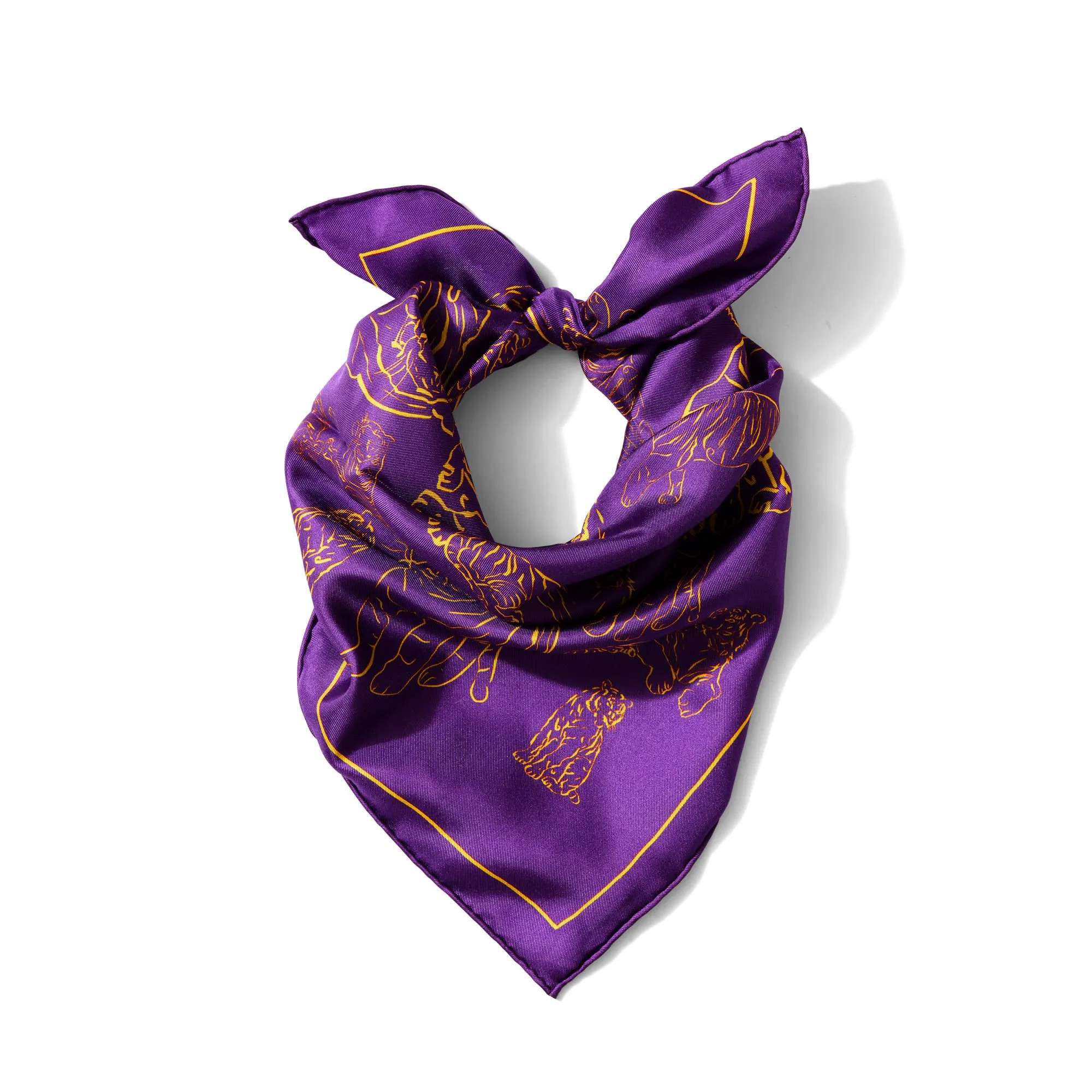LSU Tigers Outline Silk Twill Scarf | Purple & Gold 20" x 20" | Etsy (Global)
