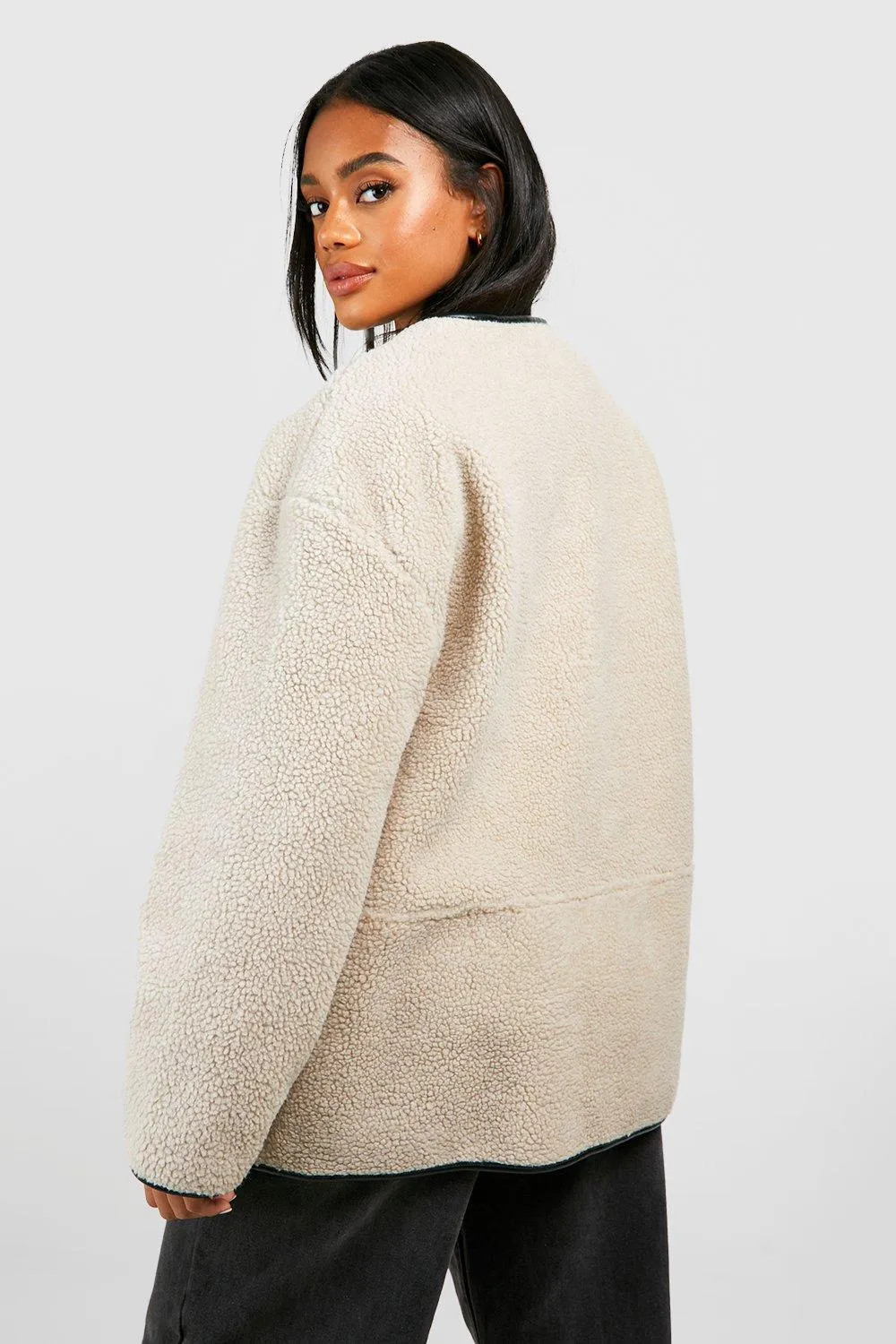 Toggle Button Teddy Jacket | Boohoo.com (UK & IE)