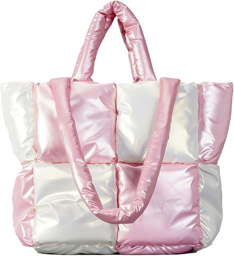 Puffer Tote Bag, Soft Puffy Bags for Women Light Winter Down Cotton Padded Quilted Tote Bag Shoul... | Amazon (US)