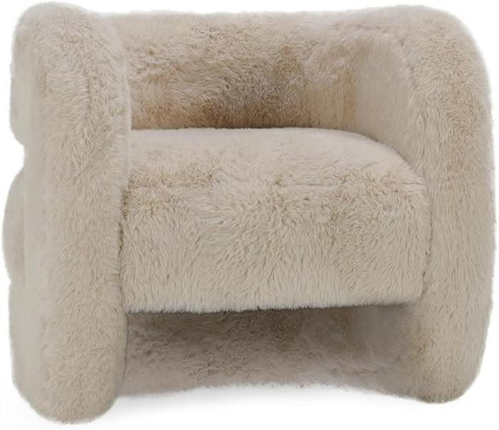 Classic Home Teddy Plush Fabric Cushioned Beige Accent Chair | Amazon (US)