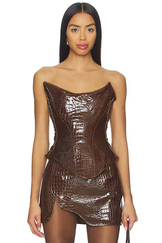 Mother of All Nemesis Leather Corset Top in Brown Croro from Revolve.com | Revolve Clothing (Global)