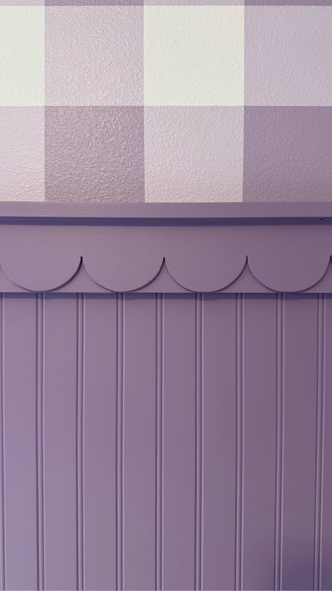 Gingham painted wallpaper! 

1. Decide what size you want. We did 5 inches. A laser level is crucial for this project to help you know you’re spacing for taping. 
2. Tape 5” horizontally 
3. White paint helps with bleeding but not necessary(we still had bleeding) 
4. Paint in your lightest color
5. Remove that tape while still a touch wet 
6. A few days later, tape vertically again in 5” 
7. Paint in your lightest color again 
8. Leave the tape! 
9. Came back a few days later to tape horizontally in 5” 
10. Paint in your darker color 
11. Remove all tape 
12. Voilà! Gingham painted wallpaper 😍 

If you have any questions ask away. I know this video is longer but for good reason and this project is so rewarding when you’re done! 

#diy #wallpaper #tutorial #gingham #paintedwallpaper #lookforless #ginghamwallpaper

#LTKHome