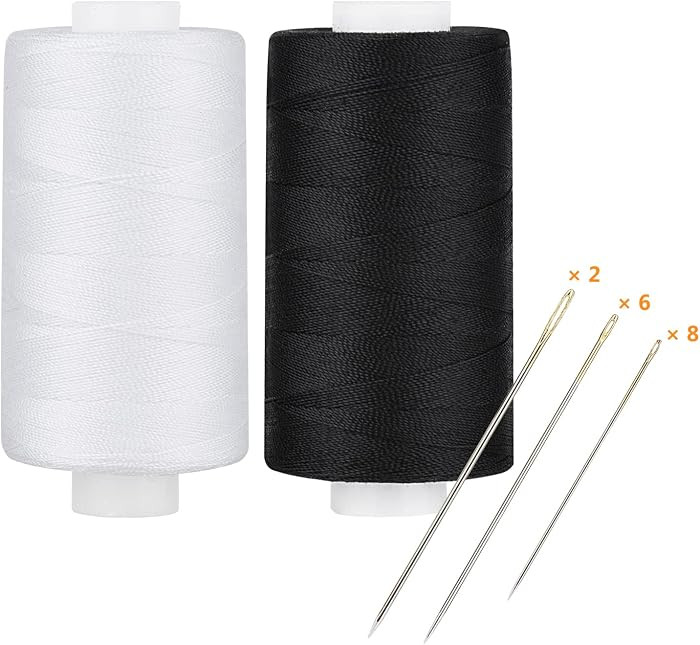 Simthread All Purpose Thread Polyester 400 Yards Each (1 White 1 Black) | Amazon (US)
