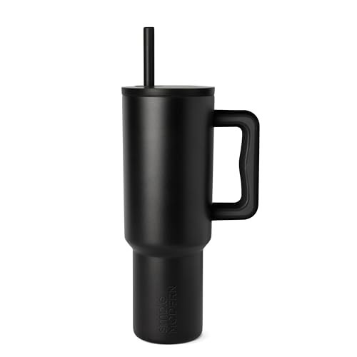 Simple Modern 40 oz Tumbler with Handle and Straw Lid | Leak-Proof Insulated Stainless Steel Water Bottle Travel Mug Cupholder Use | Gifts for Women Men Him Her | Trek Signature | Midnight Black | Amazon (US)