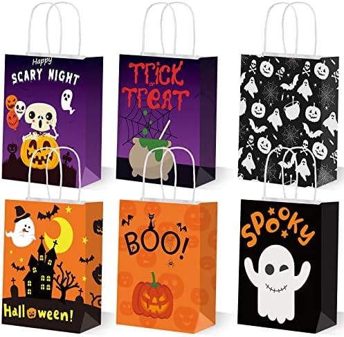24 Pack Halloween Treat Bags for Kids Trick or Treat Goody Bags Paper Gift Bags with Handles Good... | Amazon (US)