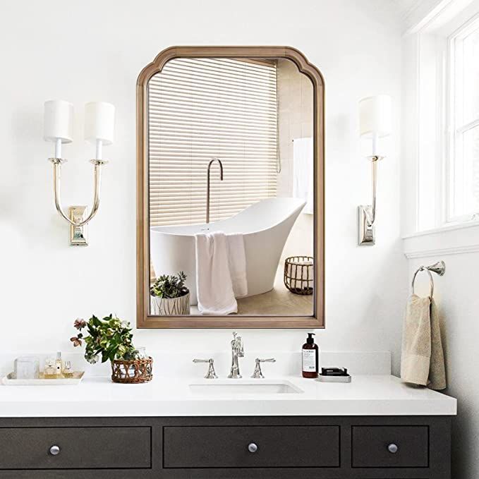 WallBeyond Farmhouse Bathroom Mirrors for Wall Mounted, 24" x 36" Rustic Wood Frame Wall Mirrors ... | Amazon (US)