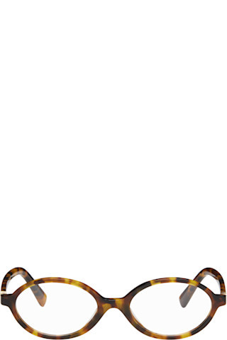 Miu Miu Eyewear - Tortoiseshell Oval Glasses | SSENSE