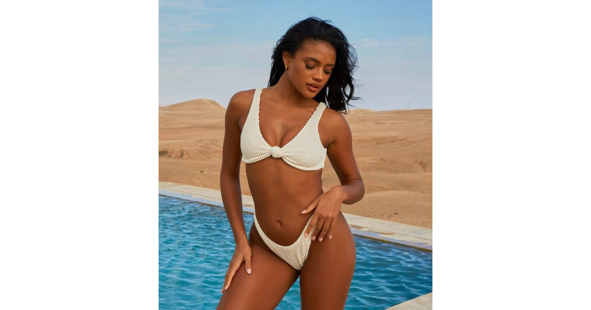 Moda Minx Cream Textured Bikini Top | New Look | New Look (UK)