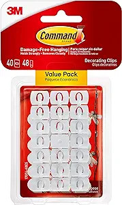 Command Small Decorating Clips, White, 40-Clips, 48-Strips, Decorate Damage-Free | Amazon (US)