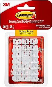 Command Small Decorating Clips, White, 40-Clips, 48-Strips, Decorate Damage-Free | Amazon (US)