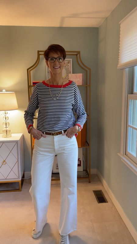 OOTD wearing a lightweight stripe sweater with contrasting hems from Amazon paired with white jeans and sneakers.

Over 50 fashion, tall fashion, workwear, everyday, timeless, Classic Outfits

Hi I’m Suzanne from A Tall Drink of Style - I am 6’1”. I have a 36” inseam. I wear a medium in most tops, an 8 or a 10 in most bottoms, an 8 in most dresses, and a size 9 shoe. 

fashion for women over 50, tall fashion, smart casual, work outfit, workwear, timeless classic outfits, timeless classic style, classic fashion, jeans, date night outfit, dress, spring outfit

#LTKstyletip #LTKfindsunder100 #LTKover40