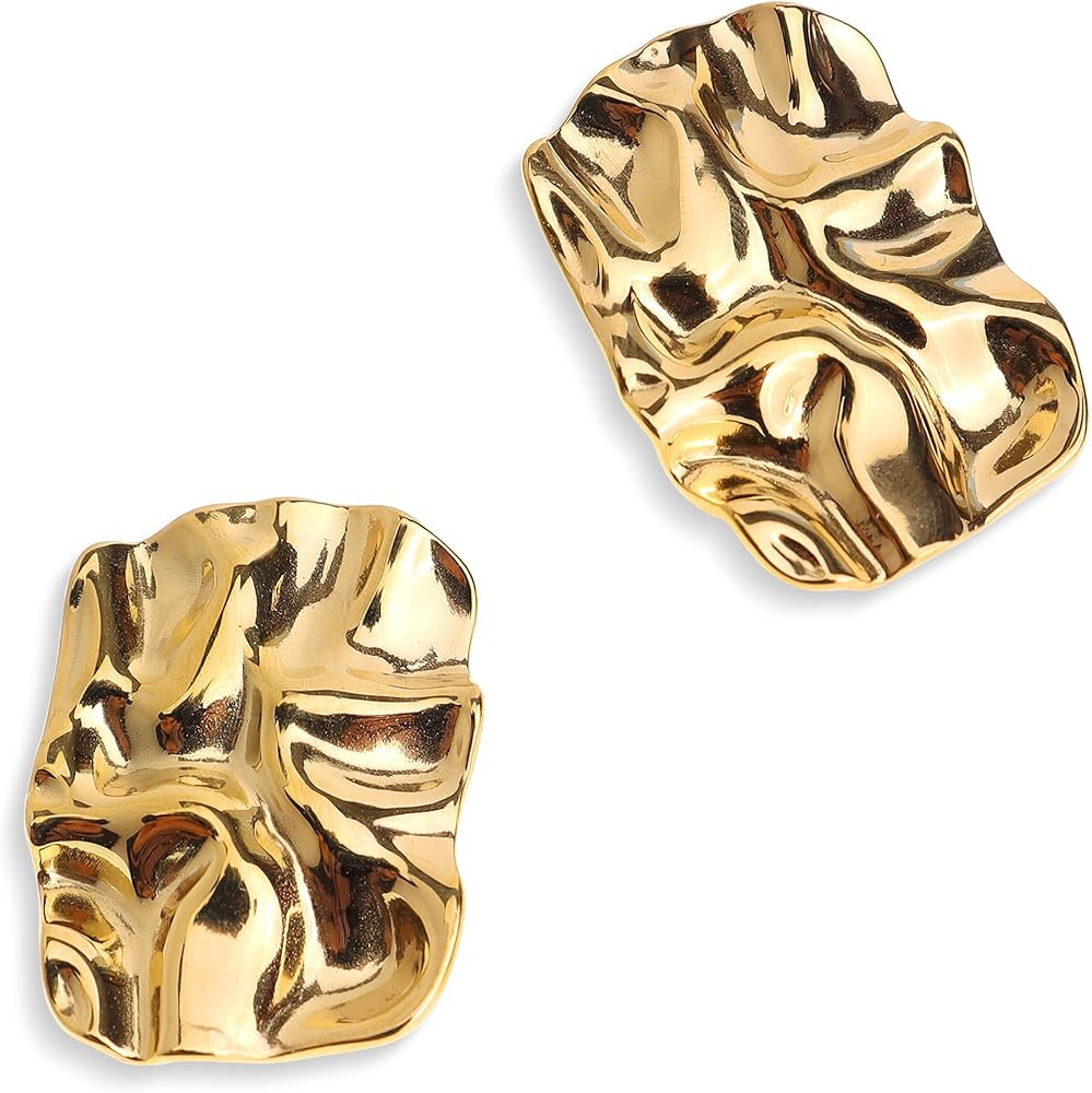 Big Chunky Geometric Trendy Stud Earrings for Women Girls, Large Statement Vintage Textured Dome ... | Amazon (US)