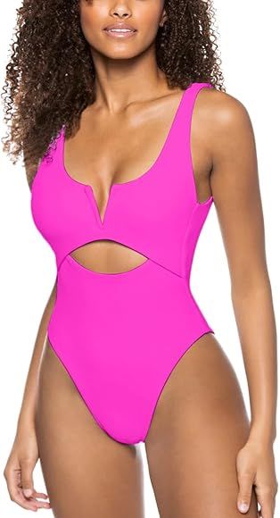 Meyeeka Womens One Piece Swimsuits Tummy Control Bathing Suit for Women Push Up Swimwear V Neck H... | Amazon (US)