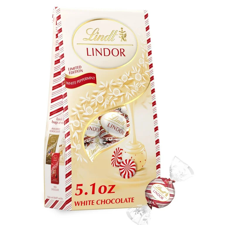 Lindt LINDOR Peppermint White Chocolate Christmas Candy Truffles, 5.1 oz. Bag | Walmart (US)