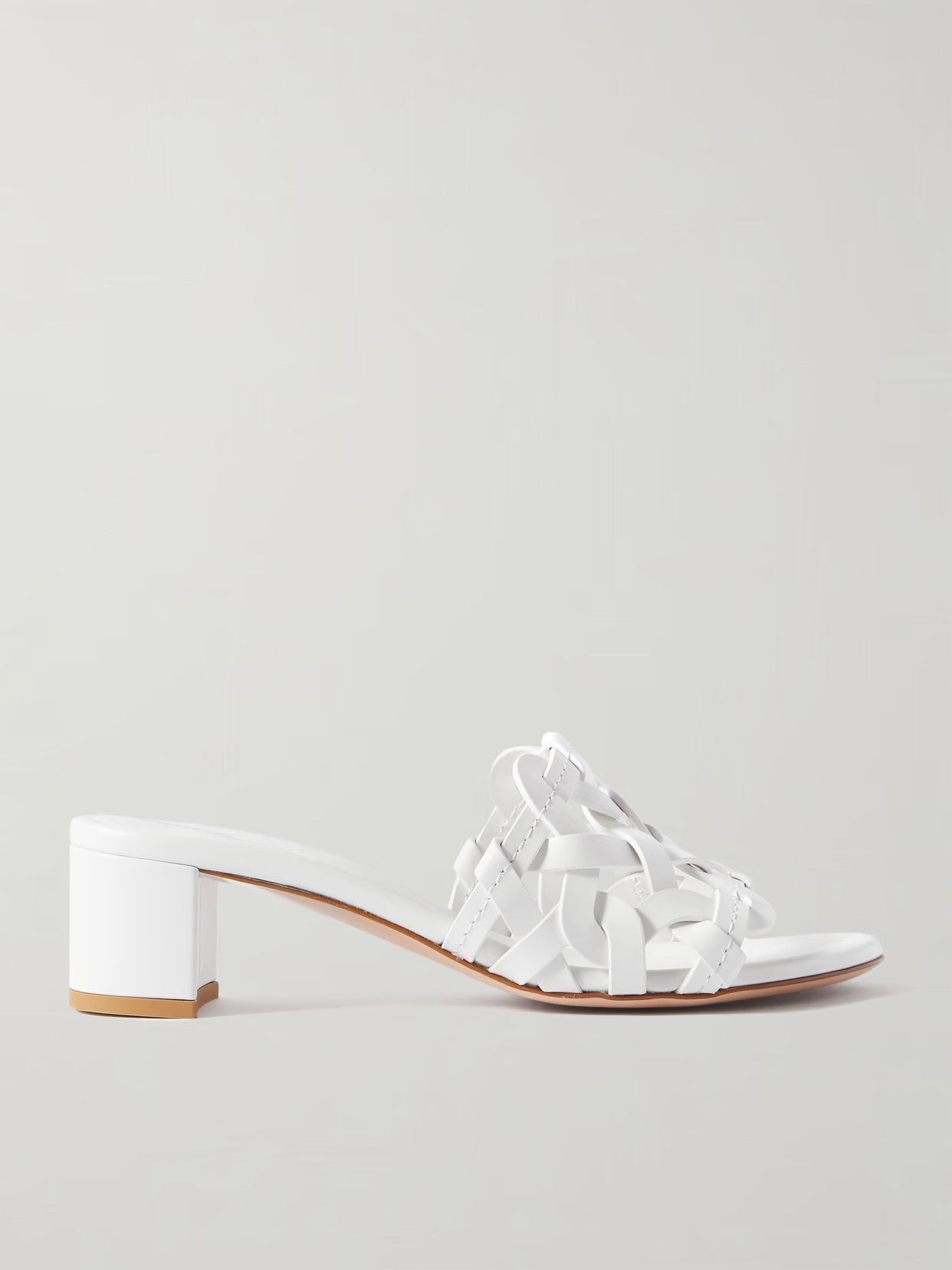 Gianvito Rossi - Amalfi 45 Woven Leather Sandals - White | NET-A-PORTER (US)