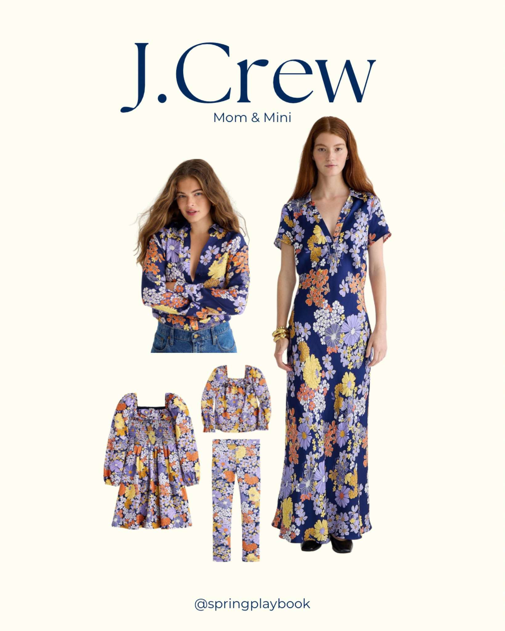 J.Crew Mom & Mini: Dark Evening Floral, best for Clear Springs. Warm Springs might like this too. The contrast is very high for a Light Spring  