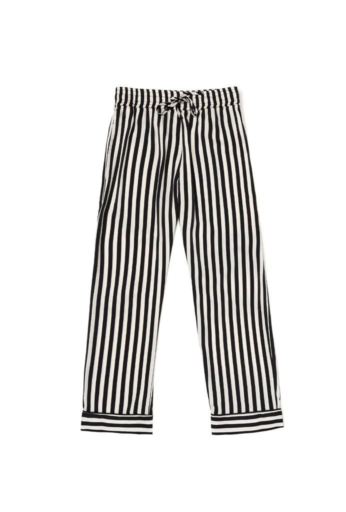 Satin Everyday Pants - Black & White Stripe | Shop BURU