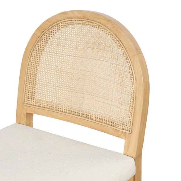 Bailey Boucle Upholstered Rattan Bar Stool or Counter Height Stool with Natural Rattan Woven Back... | Bed Bath & Beyond