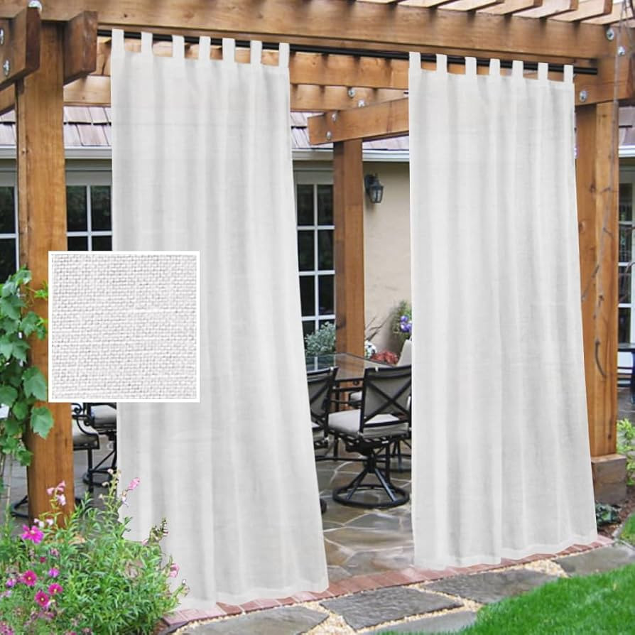 Outdoor Linen Sheer Curtains for Patio Waterproof - Indoor/Outdoor Divider Privacy Added Light Fi... | Amazon (US)