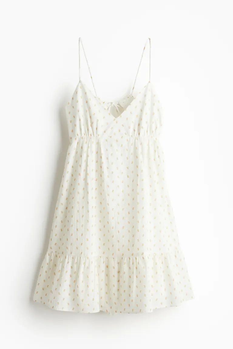 Open-back Crêpe Dress - V-neck - Sleeveless - Cream/floral - Ladies | H&M US | H&M (US + CA)