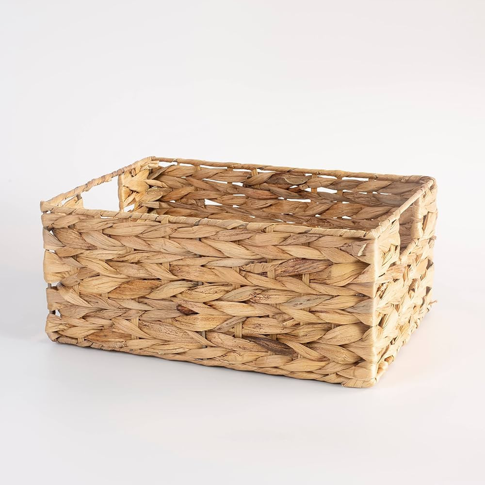 Woven Water Hyacinth Organiser Storage Baskets Wicker Hamper Basket With handles Gift Basket Bath... | Amazon (UK)