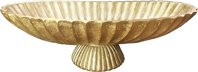 14.5" Large Decorative Long Bowl decor - Fluted Scalloped Decorative Bowls for Home Decor - Ruffl... | Amazon (US)