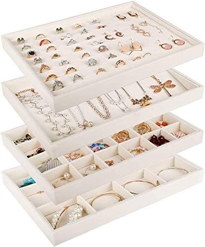 Mebbay Stackable Velvet Jewelry Trays Organizer, Jewelry Storage Display Trays for Drawer, Earrin... | Amazon (US)