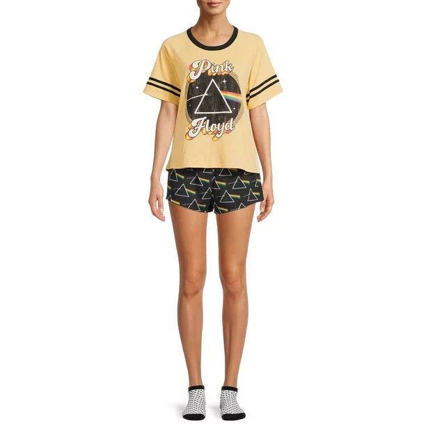 Pink Floyd Women's T-Shirt, Sleep Shorts and Socks, 3-Piece Set | Walmart (US)