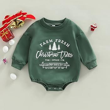 Newborn Baby Christmas Outfit Boy Girl Santa Baby Sweatshirt Romper Long Sleeve Sweater Romper Fa... | Amazon (US)