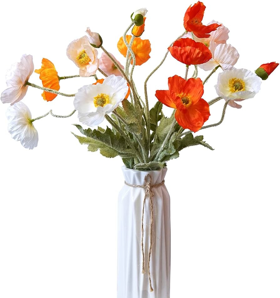 Artificial Flowers 5Pcs Poppies Flowers Artificial Silk Flowers for Home Office Wedding Outdoor D... | Amazon (US)