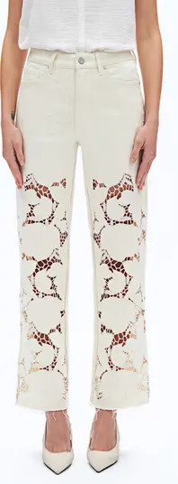 Lace Straight Leg Jeans | Nordstrom
