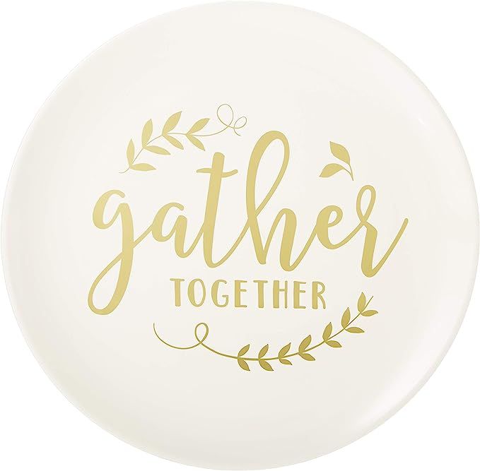 Gather Together Plastic Coupe Plates - 10.5" | White/Gold | Pack of 10 | Amazon (US)