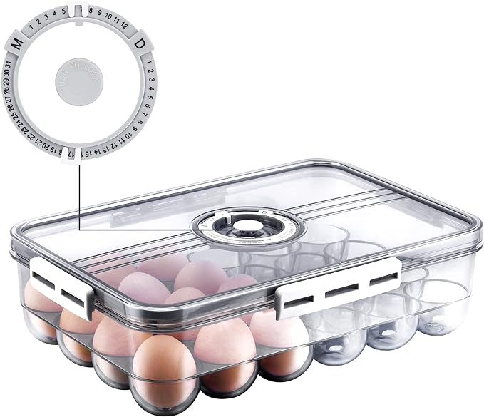 WANWANKA Egg Holder,BPA Free Clear Egg Tray with Lid & buckle, PET Plastic Refrigerator Egg Stora... | Amazon (US)