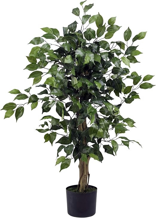 Nearly Natural 3' Ficus Silk Artificial Trees, 36in, Green | Amazon (US)