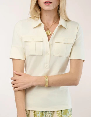 Kacey Polo Top Antique White | Spartina 449