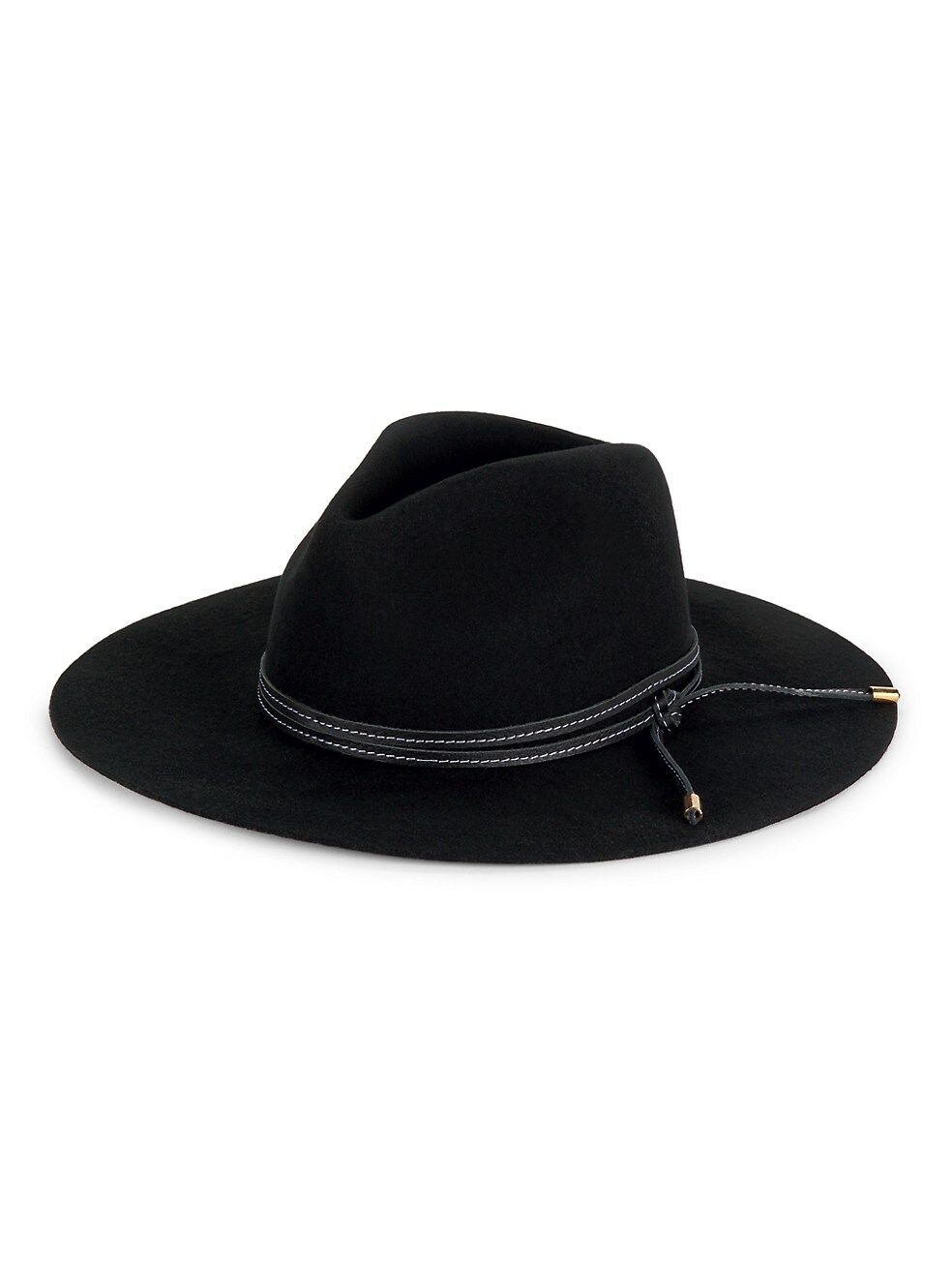 Leather-Trimmed Wool Wide-Brim Hat | Saks Fifth Avenue