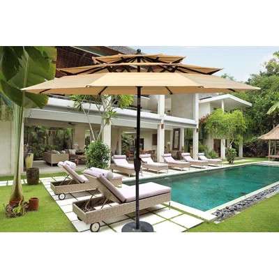 9Ft 3-Tiers Outdoor Patio Umbrella with Crank and tilt and Wind Vents for Garden Deck Backyard Pool Shade Outside Deck Swimming Pool | Wayfair North America