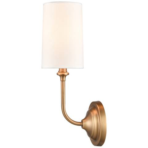Giselle 5" Brushed Brass Sconce w/ Off-White Shade - #178F7 | Lamps Plus | Lamps Plus
