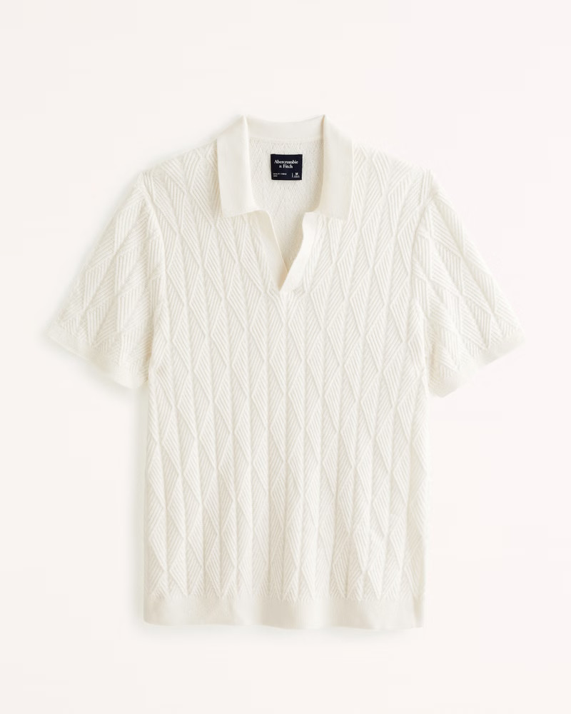 Men's Stitched Johnny Collar Sweater Polo | Men's Tops | Abercrombie.com | Abercrombie & Fitch (US)