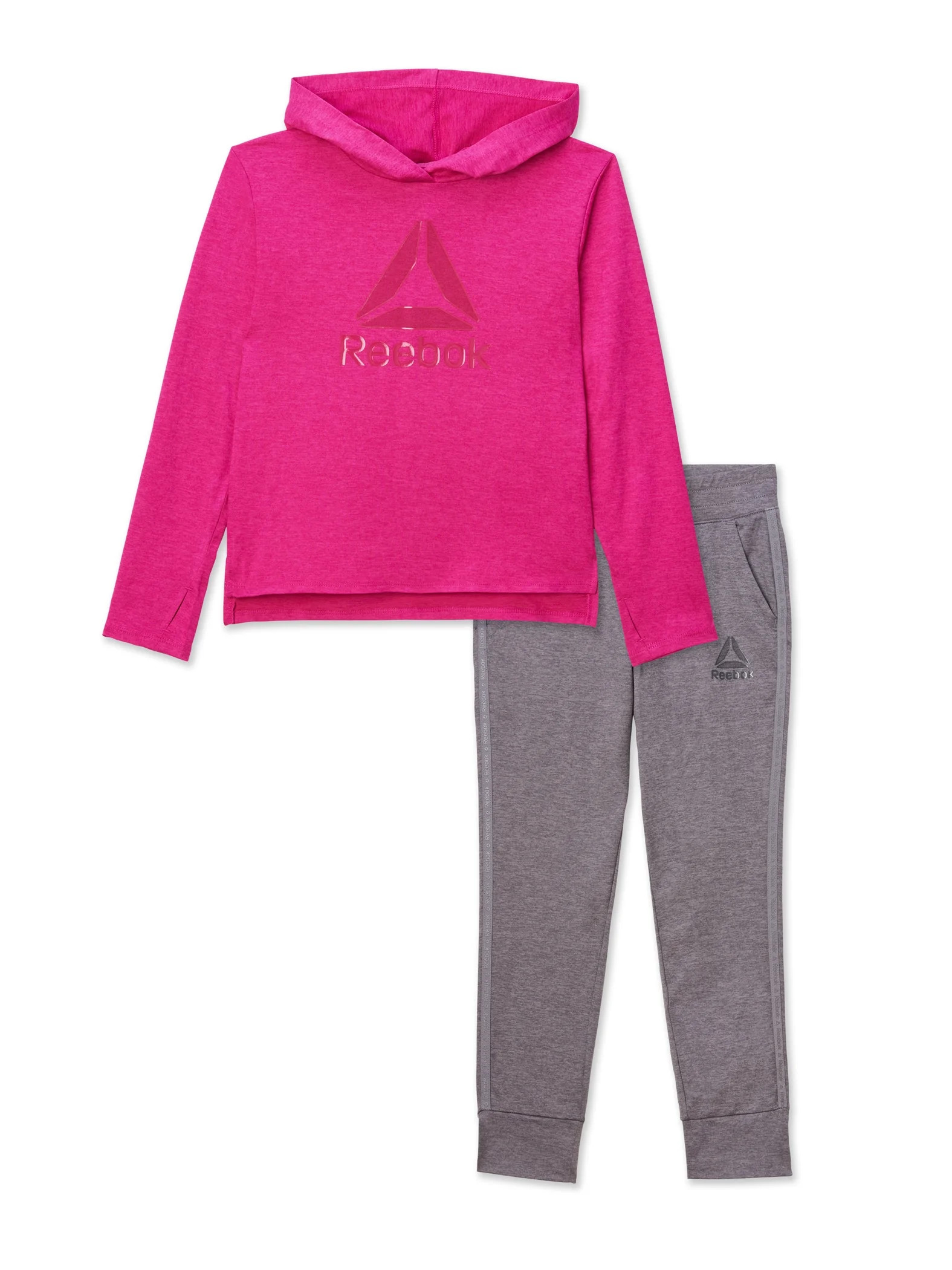 Reebok Girls Lightweight Jersey Hoodie And Jogger Set, 2 Piece, Sizes 4-18 | Walmart (US)