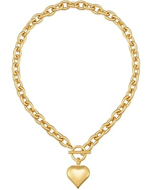 CLASSYZINT 18K Gold Plated Coin Lion Head Pendant Necklace Chunky Paperclip Choker Necklace For G... | Amazon (US)