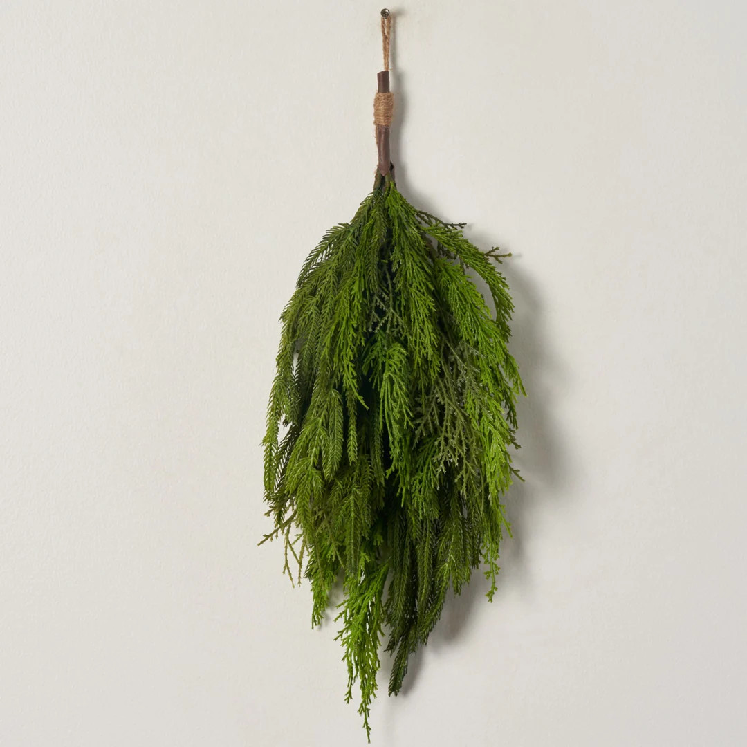 Real Touch Mixed Cypress & Norfolk Classic Winter Teardrop Swag | Darby Creek Trading