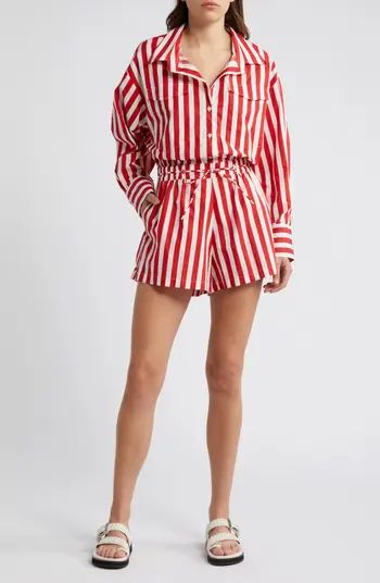 Isole Stripe Long Sleeve Cotton Romper | Nordstrom