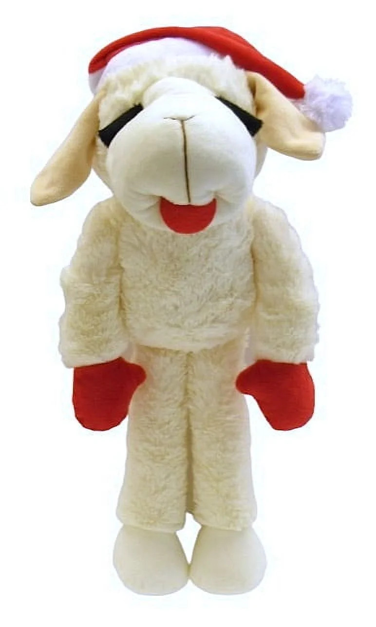 Multipet Jumbo Holiday Lamb Chop, Plush Dog Toy, White with Red Paws and Santa Hat, Squeaker, 19 ... | Walmart (US)